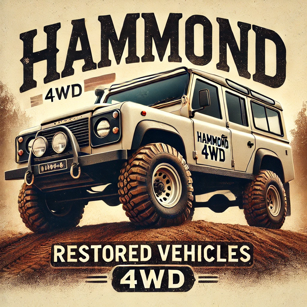 DALL·E 2024-09-18 15.08.00 - Create a promotional image for Hammond 4WD's 'Restored Vehicles' service. The image should feature a restored 4WD vehicle, looking pristine and ready